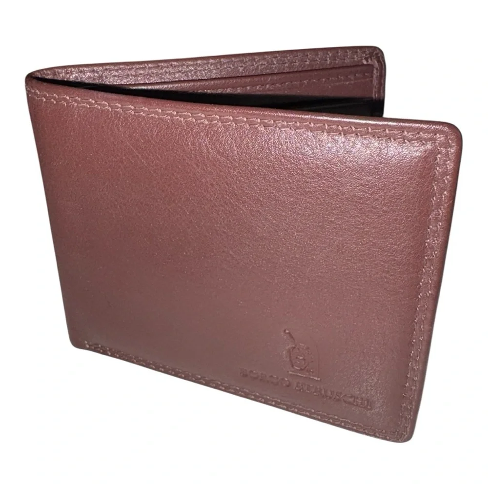 BORGO ETRUSCHI men’s slim bifold leather wallet made in Italy. WLT 5